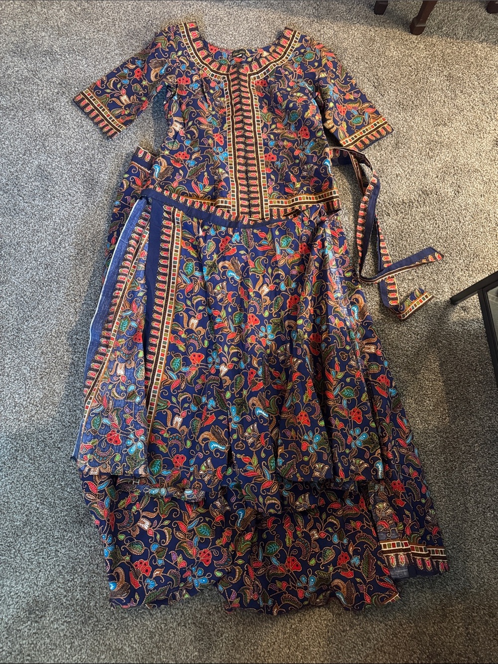 Vintage Indonesian Batik Blouse and 2 wrap skirt (long and mid)- 3 piece set